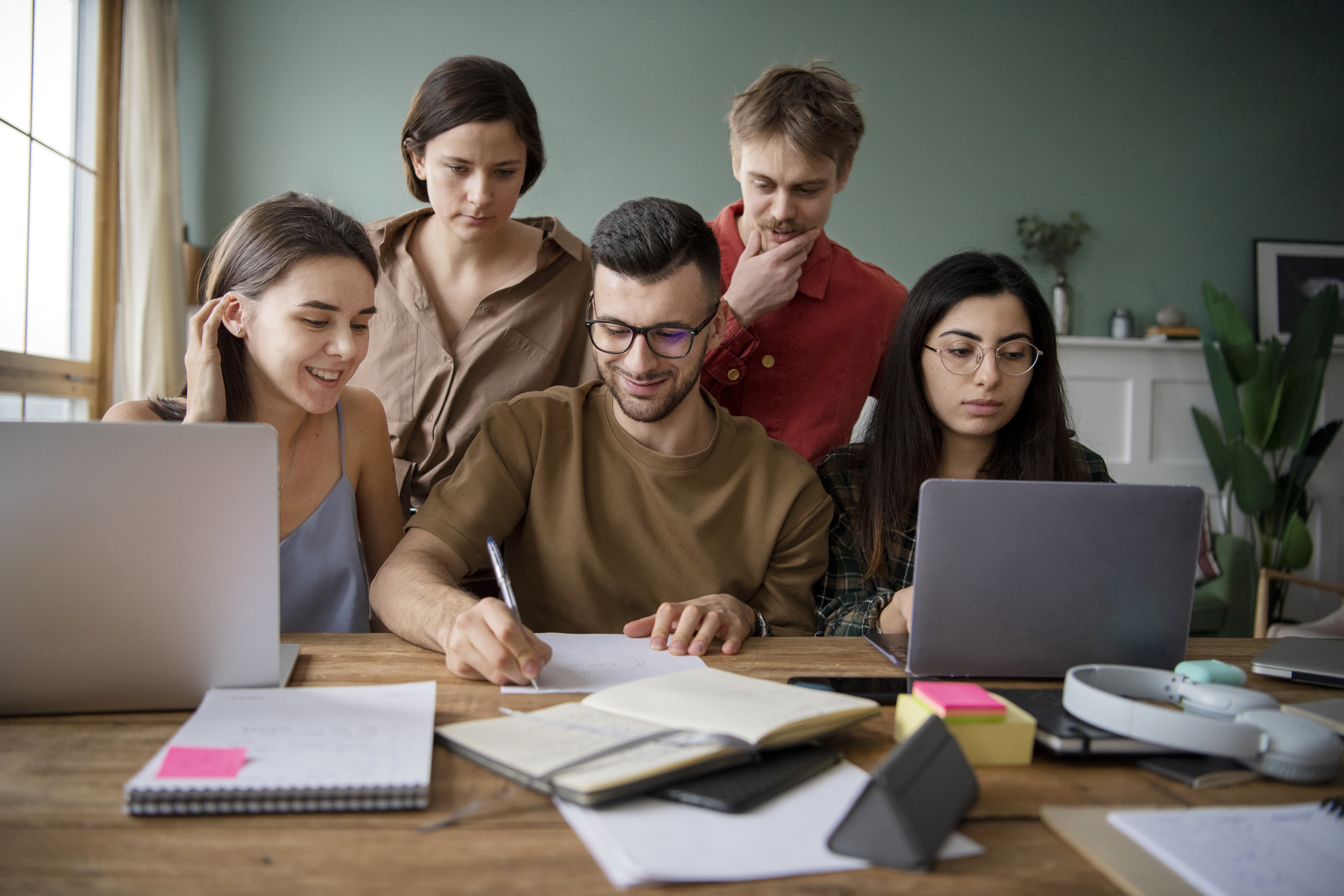 Team collaborating on a project